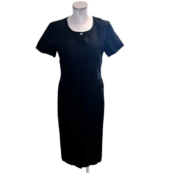 Talbots Vintage Irish Linen Full Button Down Sheath Dress Size 6 Old Money Midi - Picture 1 of 7